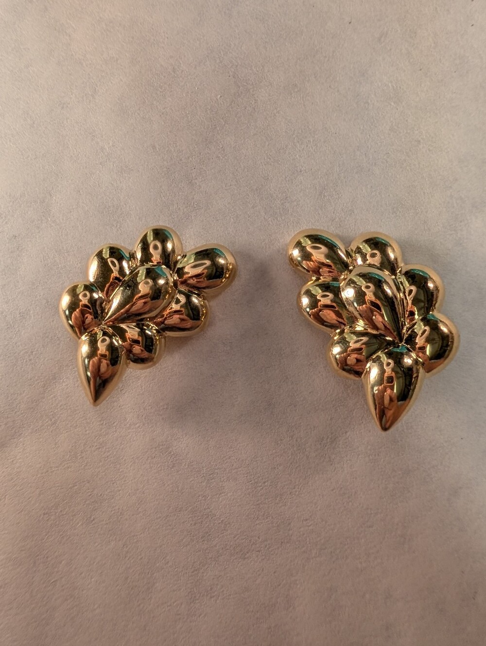Trifari Gold Tone Cluster Petal Clip-On Earrings - Women Jewelry